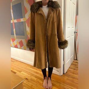 Bisang Couture Fur Trimmed Shearling Coat, Like New